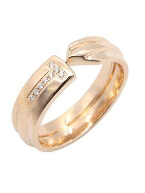Tiffany & Co Ring T Modern Key Diamond 18k Pink Gold